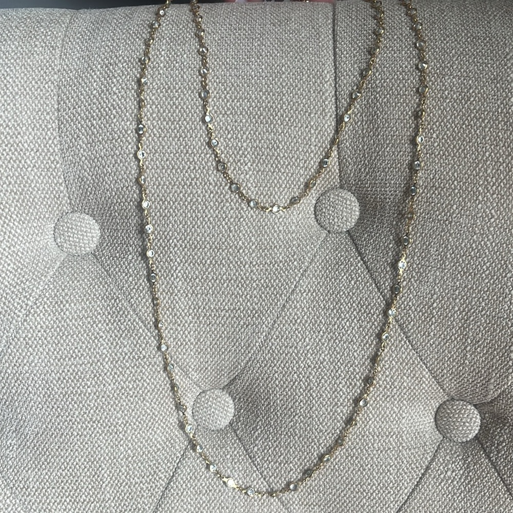Alaina gold toned crystal long necklace